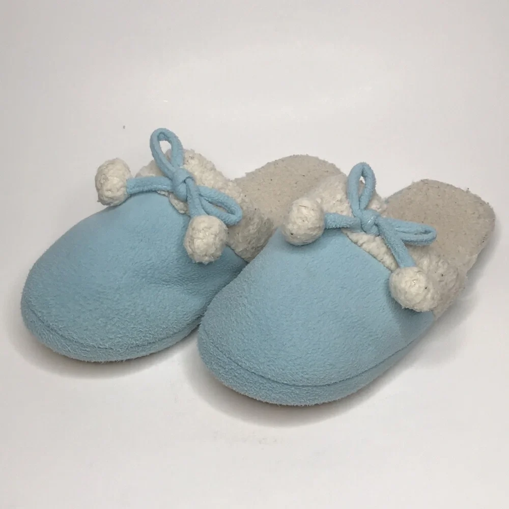 Old Navy Kids Fleece Slippers Size 3-4 Blue & Cream